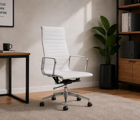 Ribbed leather chair